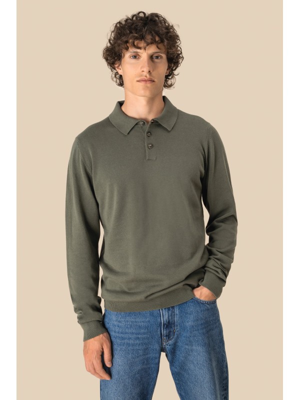 Polo eco-respons�vel manga comprida de homem