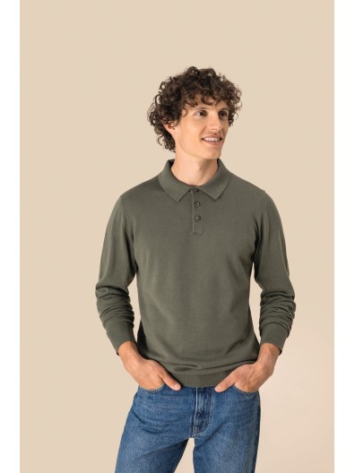 Polo eco-respons�vel manga comprida de homem