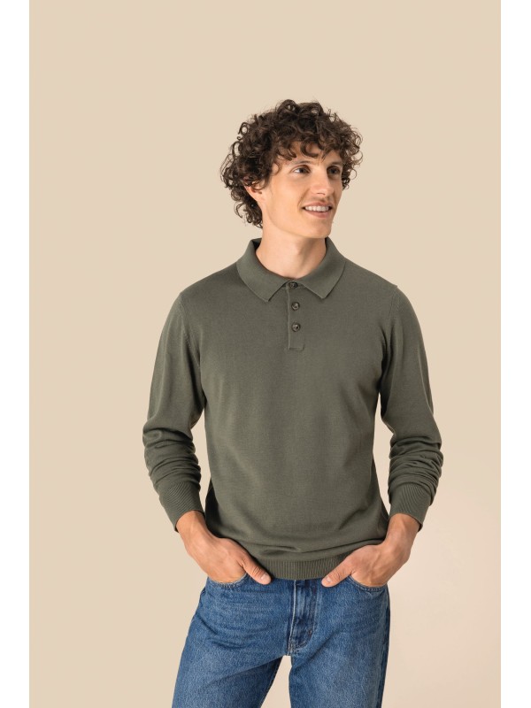 Polo eco-respons�vel manga comprida de homem