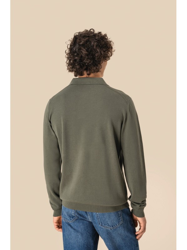 Polo eco-respons�vel manga comprida de homem