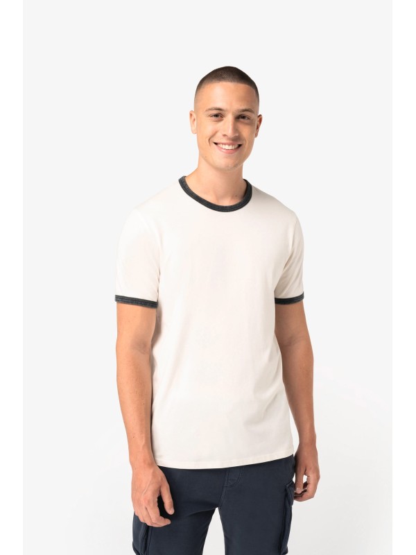 T-shirt ringer eco-respons�vel com contrastes e aspecto lavado de homem