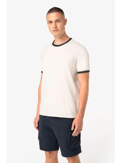 T-shirt ringer eco-respons�vel com contrastes e aspecto lavado de homem