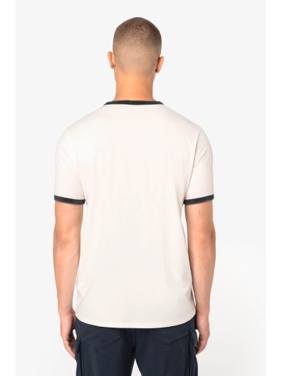 T-shirt ringer eco-respons�vel com contrastes e aspecto lavado de homem