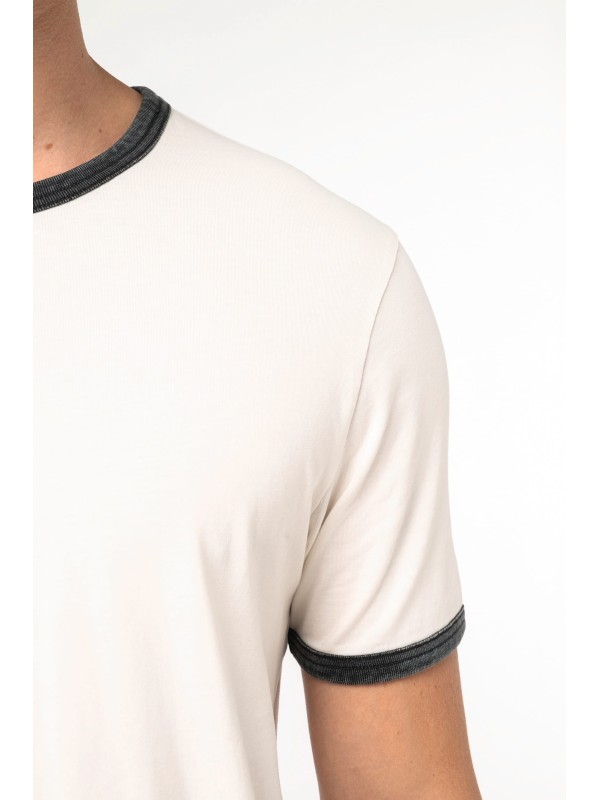 T-shirt ringer eco-respons�vel com contrastes e aspecto lavado de homem