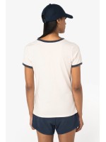 T-shirt ringer eco-respons�vel com contrastes e aspecto lavado de senhora