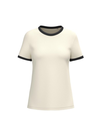 T-shirt ringer eco-respons�vel com contrastes e aspecto lavado de senhora