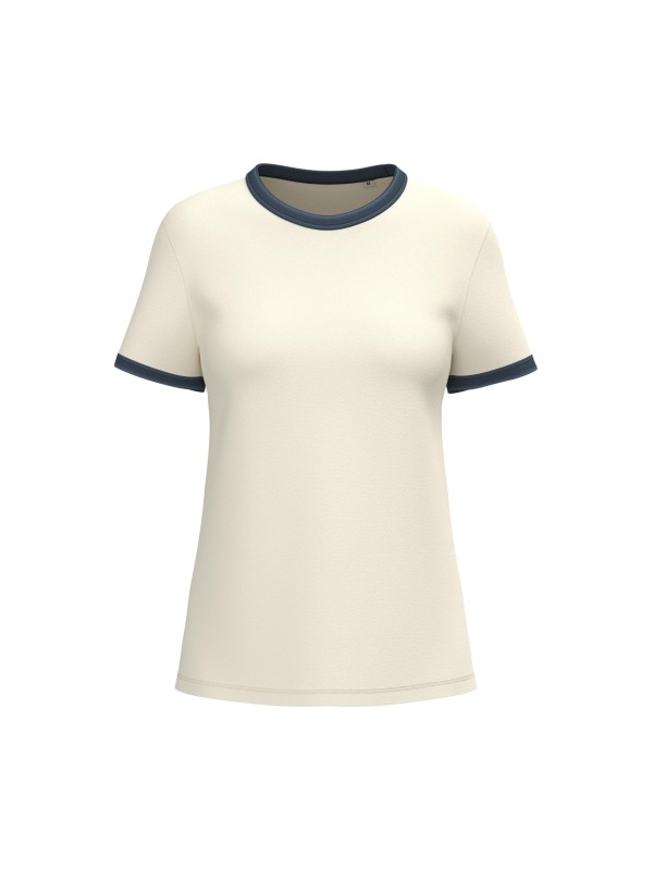 T-shirt ringer eco-respons�vel com contrastes e aspecto lavado de senhora