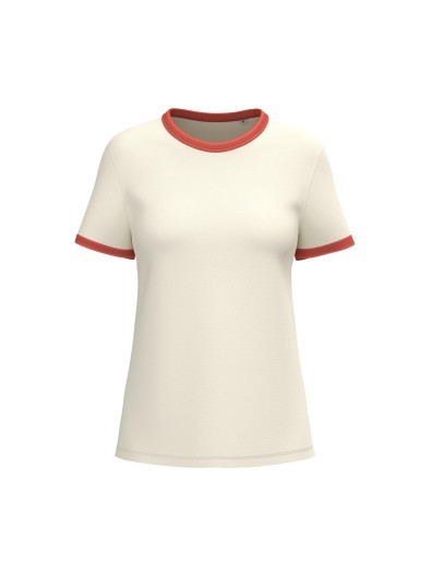 T-shirt ringer eco-respons�vel com contrastes e aspecto lavado de senhora