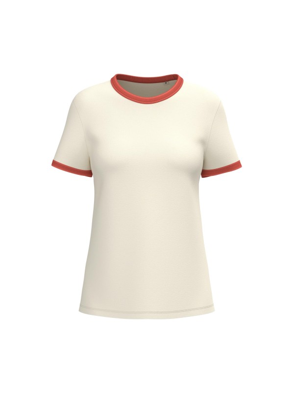 T-shirt ringer eco-respons�vel com contrastes e aspecto lavado de senhora