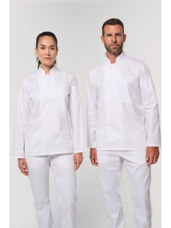 Jaleca de chef eco-respons�vel e respir�vel de manga comprida unissexo